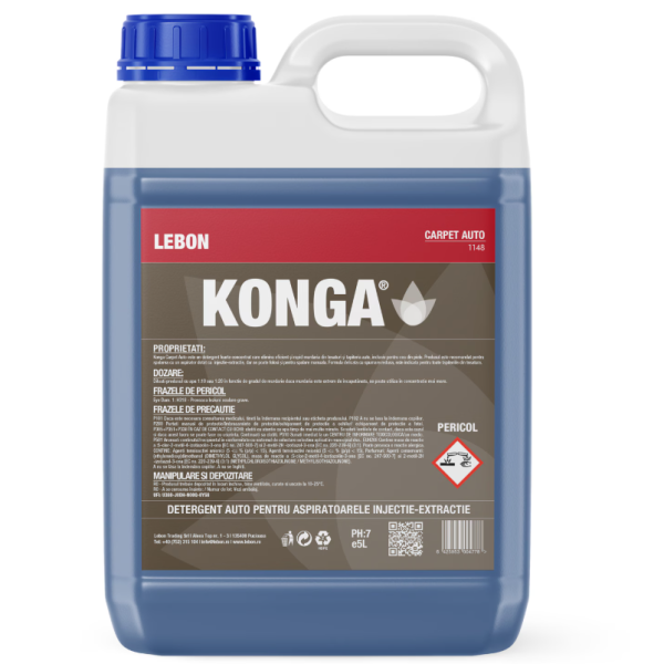 Konga 2401 – Carpet Manual, Detergent Concentrat cu Spumare Mărită pentru Covoare și Suprafețe Textile, Fresh, 5L