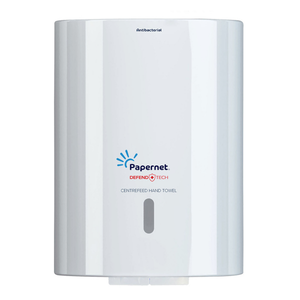 Dispenser rolă hârtie igienică derulare centrală PAPERNET Dispenser rolă hârtie igienică derulare centrală PAPERNET – ABS alb, sistem cu cheie, fereastră nivel