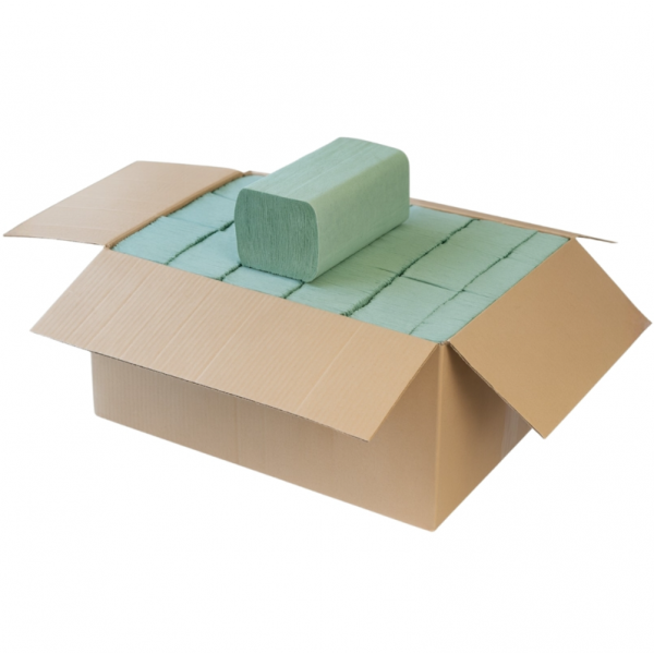 Șervețele pliate tip „V”, 1 strat, celuloză reciclată, verde, 25×21,5 cm, 250 buc/pachet