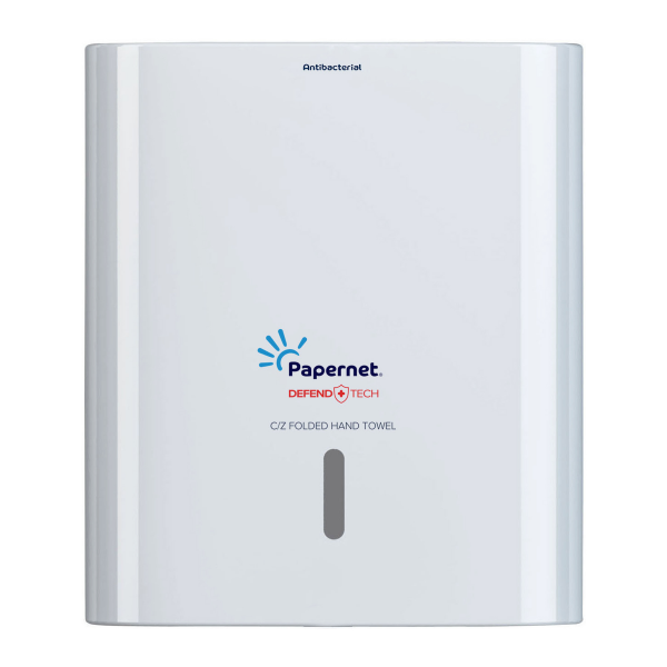Dispenser șervețele pliate PAPERNET – ABS alb, sistem cu cheie, fereastră nivel