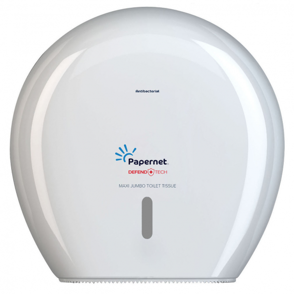 Dispenser rolă hârtie igienică maxijumbo PAPERNET – ABS alb, sistem cu cheie, fereastră nivel