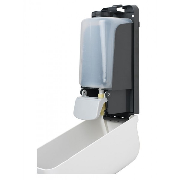 Dispenser săpun lichid ECODIS 500 ml – ABS alb, sistem cu cheie, container reîncărcabil