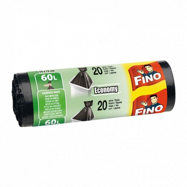 Fino Saci menajeri 60 L – Rezistenți, pentru coșuri medii-mari, 20 bucăți