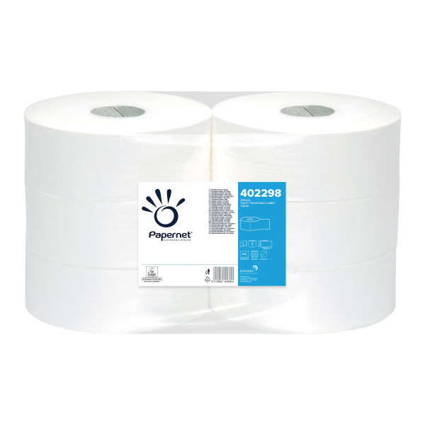 Papernet – Hârtie igienică Maxijumbo, 2 straturi, 100% celuloză, micro‑embosată, 247 m/rolă, 810 porții