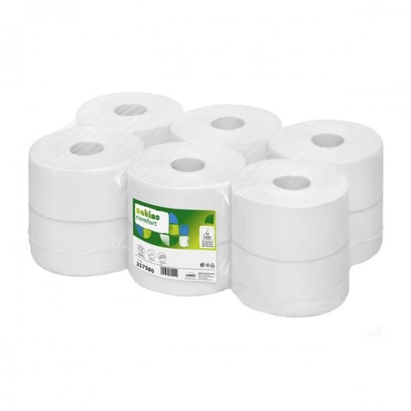 Wepa – Hârtie igienică derulare centrală, 2 straturi, 100% hârtie reciclată, model waffle, 720 foi/rolă, 180 m