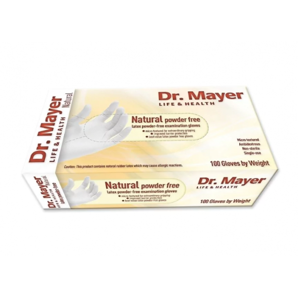 Dr. Mayer Mănuși examinare latex nepudrate  – Microtexturate, ambidextre, protecție superioară, 100 buc