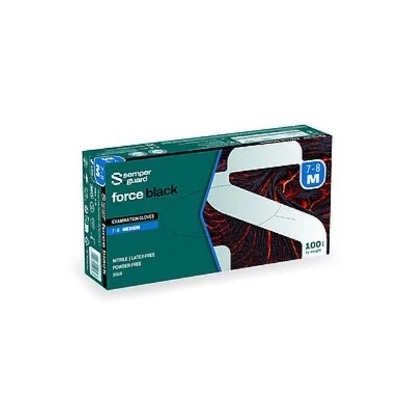 Mănuși nitril semperguard® force black – Nepudrate, durabile, prindere sigură, 100 buc