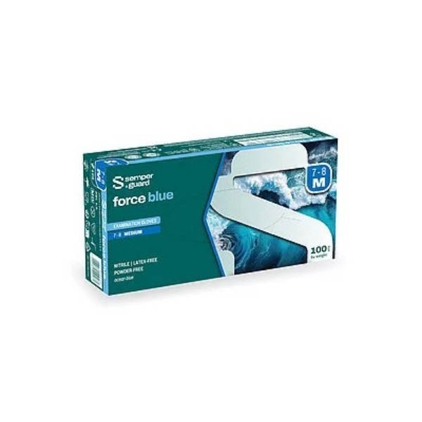 Mănuși nitril semperguard® force blue – Nepudrate, confort ridicat, rezistență chimică, 100 buc