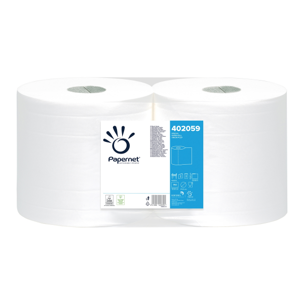rola-prosop-industrial-papernet Rola prosop industrial Papernet 800, 2 straturi, celuloză 100%, 232 m, porționat 760 buc, alb, pentru industrie, HORECA și curățenie profesională