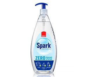 Sano Spark Zero, detergent fără parfum și coloranți, 24% ingrediente active, curăță și degresează eficient, ideal pentru vase, fructe și legume
