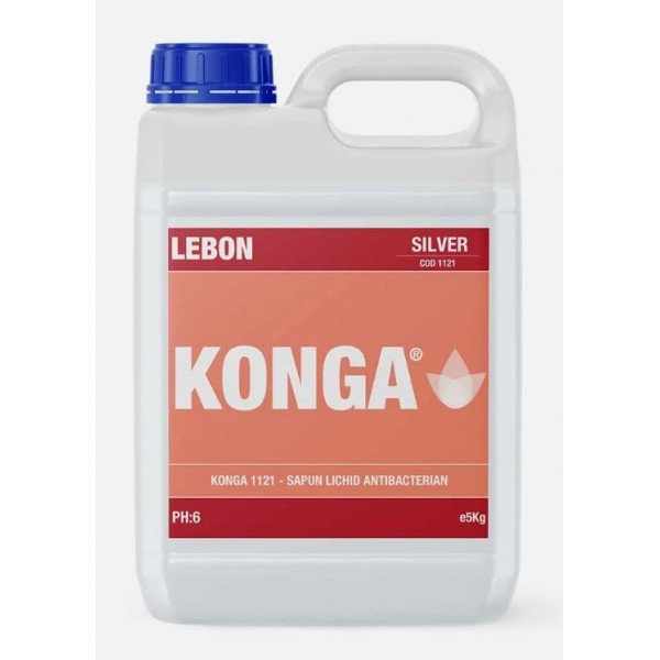 Konga 1121 Silver – Săpun lichid antibacterian pentru mâini, fără parfum și colorant, acțiune bactericidă și fungicidă