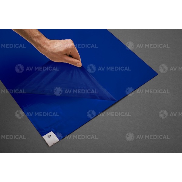 AV Medical Covoraș de decontaminare antibacterian – Adeziv stratificat, extra‑lipicios, ESD, pentru săli de operație, laboratoare și UTI